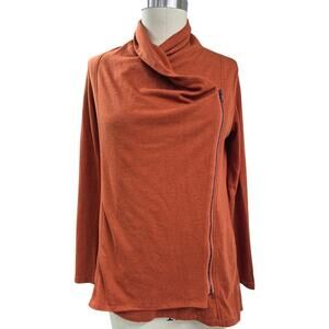 Ya Los Angeles Cotton/Rayon Orange Asymmetrical Sweatshirt Jacket  Sz M
